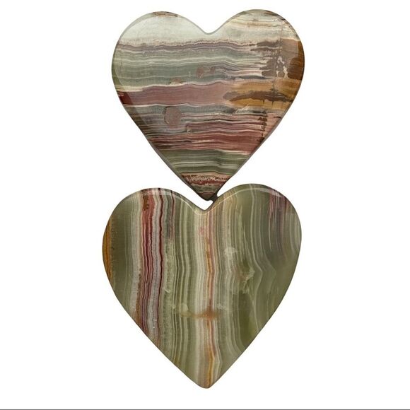 Heart Shaped Tea Light Stone Candle Holders Pair of Two - Picture 3 of 7